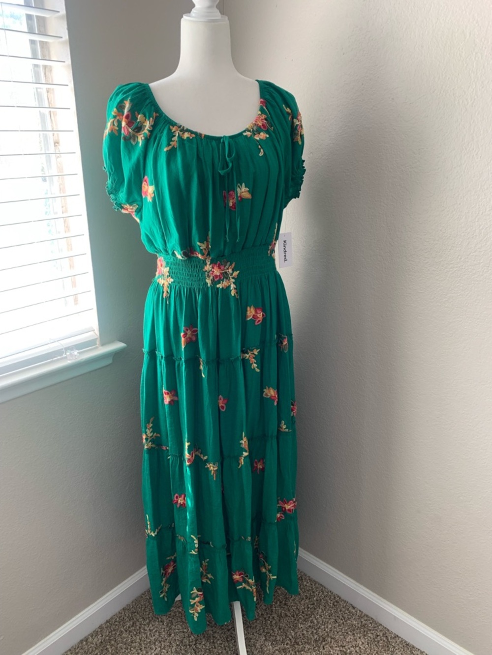 Green Floral Maxi Dress - Lightweight Boho Style
